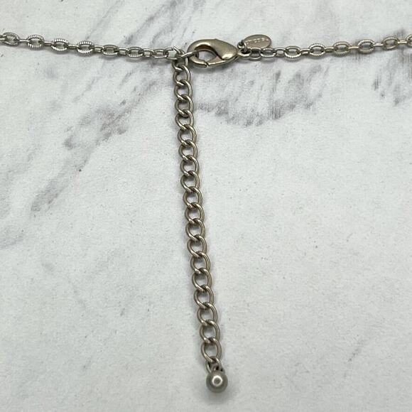 Chico's Rhinestone Station Silver Tone Chain Link Necklace - Picture 4 of 11